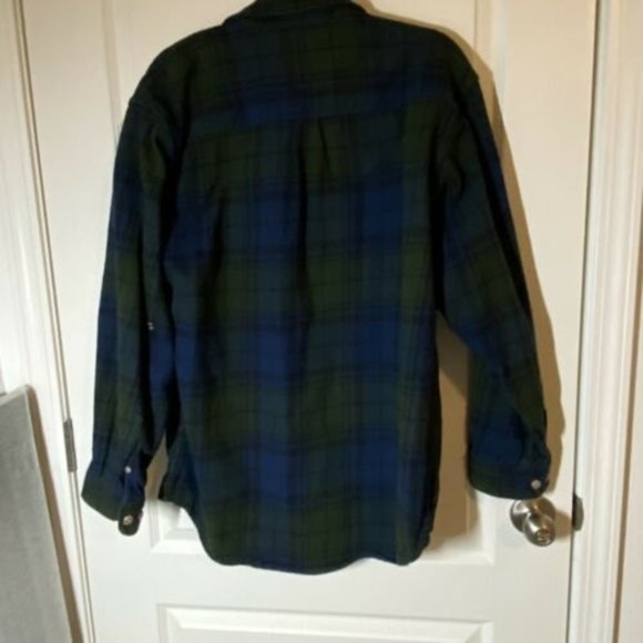 Field & Stream Blue Green Plaid Button Down Flannel Shirt Mens Sz L Pockets - Picture 5 of 5